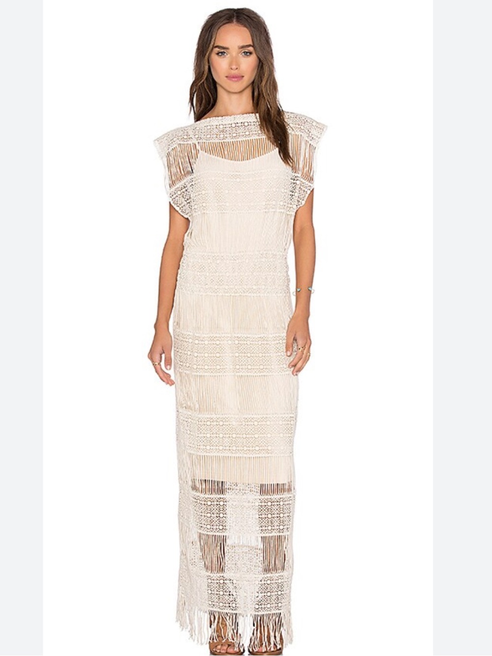 NWOT retail $198 size M #Anthropologie, #Callahan. Fringed Crochet Maxi Dress.